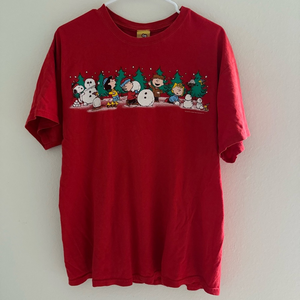 Peanuts Red Short Sleeve T-Shirt Size Large